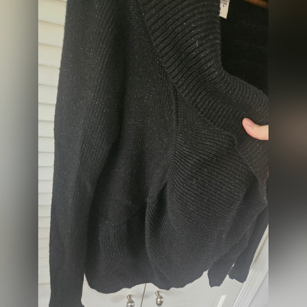 DVF Black Ribbed Shawl Collar Wool Cardigan S - Picture 4 of 8